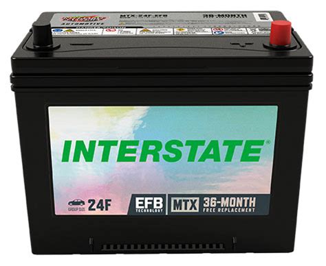 Mtx 24f - Product Summary This 12 Volt Interstate MTX Series Automotive Battery delivers ideal life and power for starting and accessories. It's designed to replace original-equipment AGMs and provide the additional power required for performance vehicles and those with a high number of accessories or plug-ins. 3-year limited warranty. What's Included